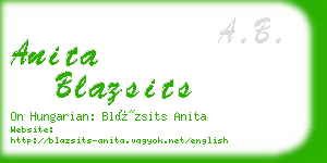 anita blazsits business card